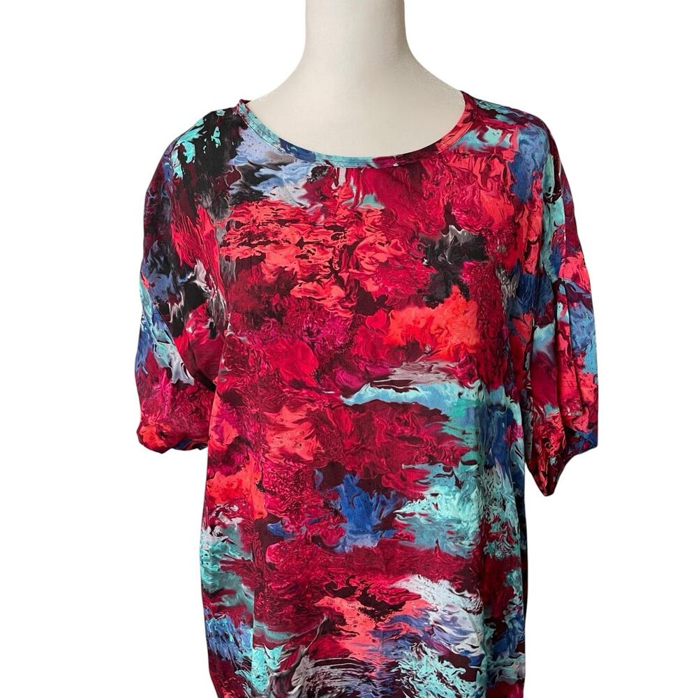 The Kit Womens Small Tunic Mini Dress Short Sleeve Boxy Watercolor Print Pockets - Picture 8 of 10